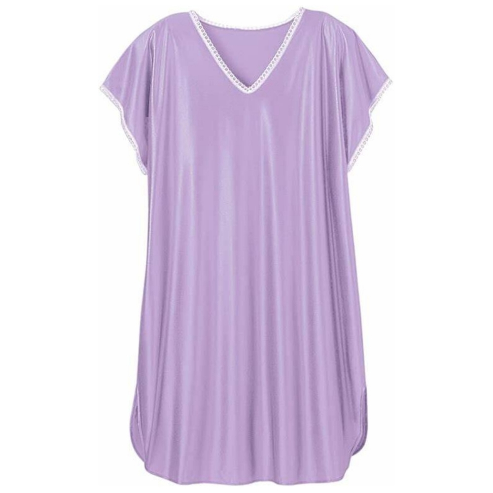 COPY - AmeriMark Short Sleeve Silky Night Gown Nightgown